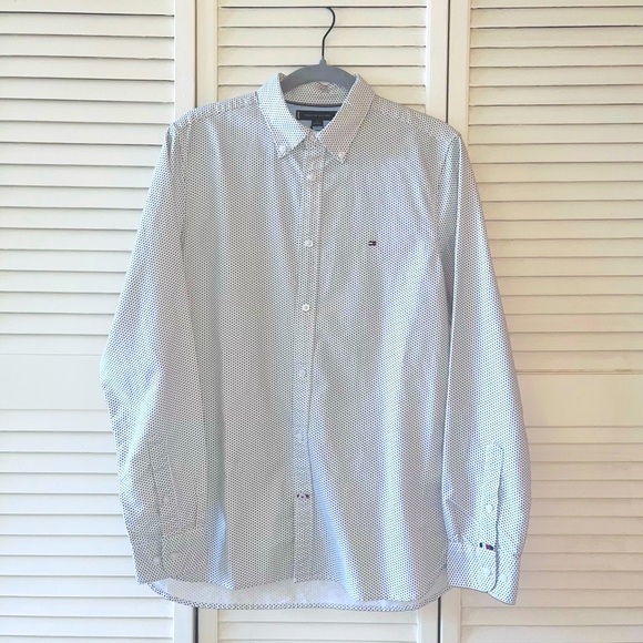 TOMMY HILFIGER Men's Dot-Print Button-Down Oxford Shirt - Picture 1 of 8